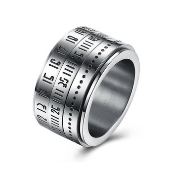 Inel antistres lat din inox cu cifre, ISTF0001 14095 Inel antistres lat din inox cu cifre, ISTF0001 14095