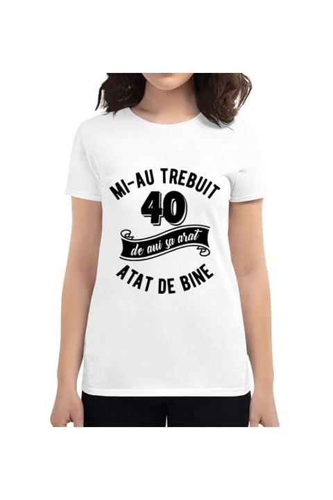Tricou femei, Printado, 40 de ani, Bumbac, Regular fit, Alb, S INTL