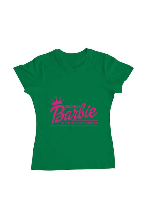 Tricou femei, petrecerea burlacitelor adler come on barbie verde, Bumbac, Regular fit, Verde mediu, S INTL
