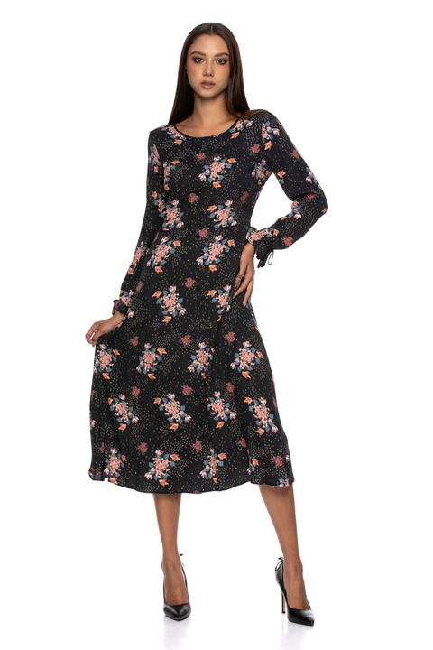 Női alkalmi ruha, NATIVE, virágos, viszkóz, tarka