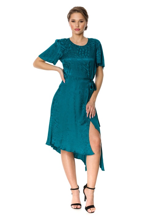 Alkalmi női ruha, KÓDOLT, absztrakt, poliészter, türkiz