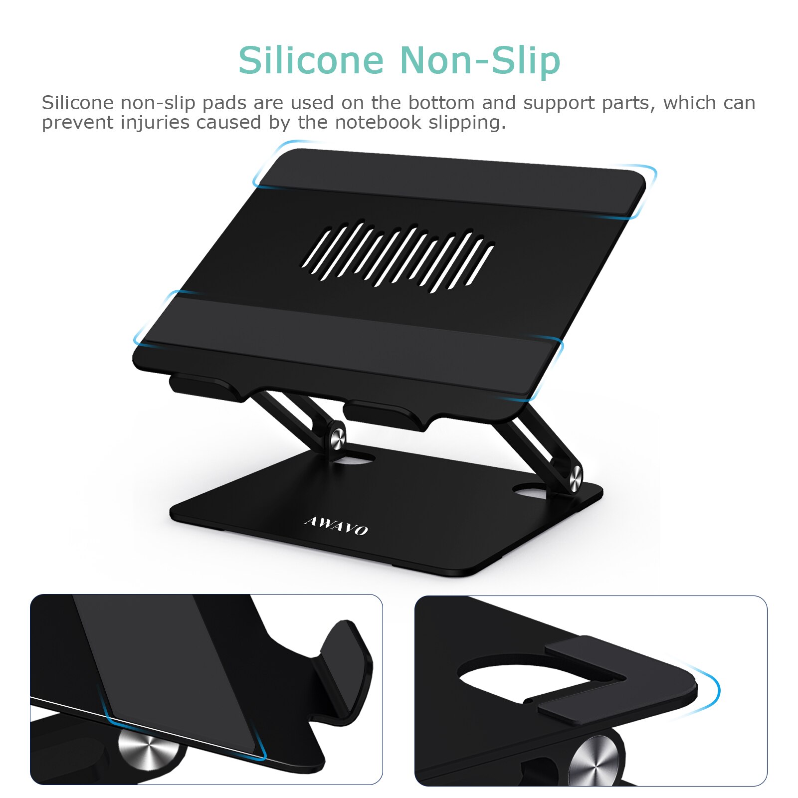 Stand laptop AWAVO, AE6, Pliabil, 15 inch, Negru eMAG.ro