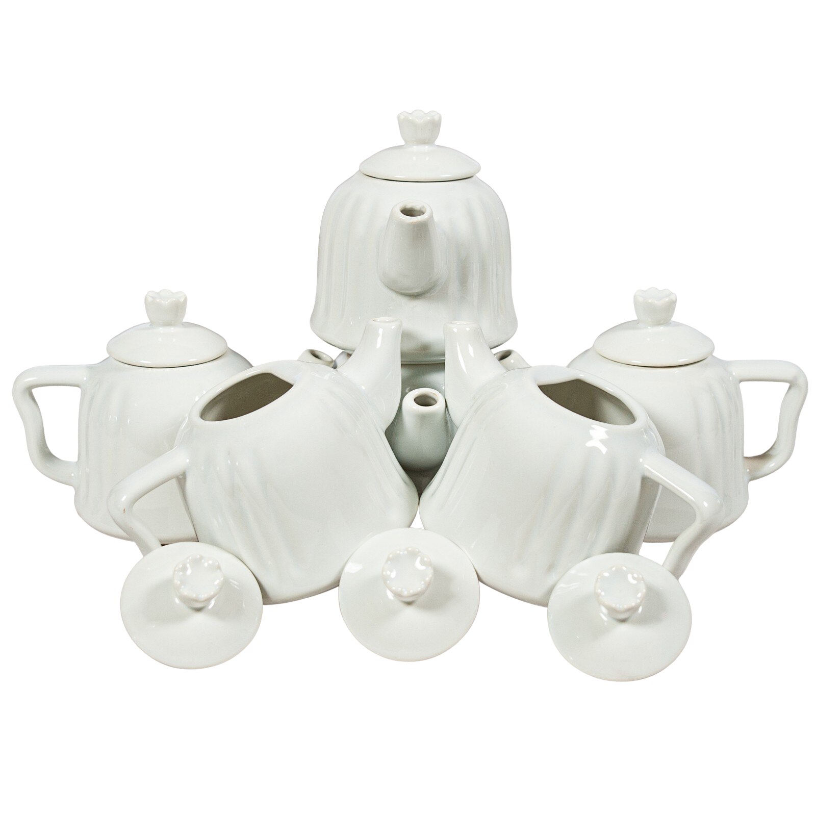 Set 6 ceainice cu capac, Cesiro, 600 ml, Alb Pur