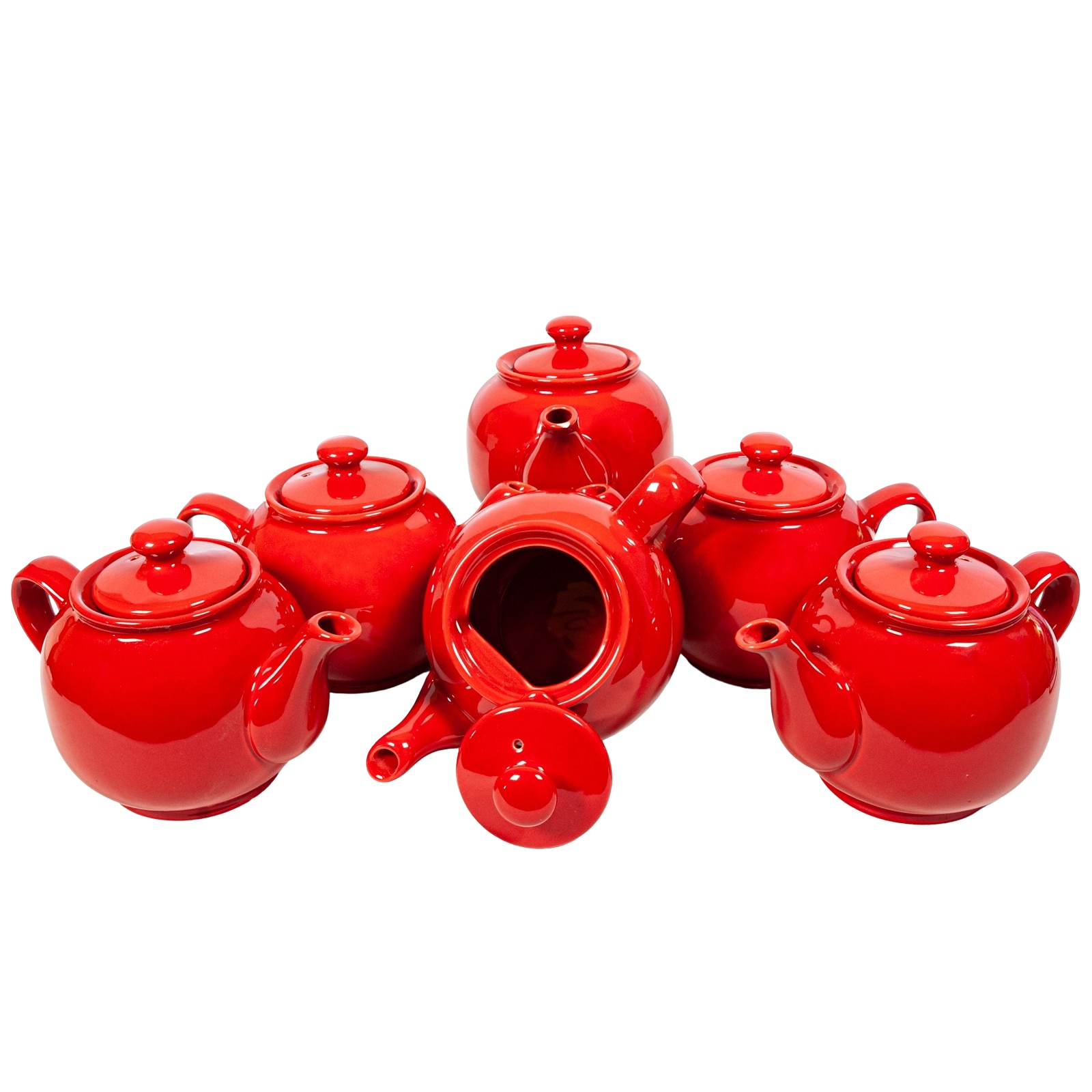 Set 6 ceainice cu capac, Cesiro, 600 ml, Rosu Infocat