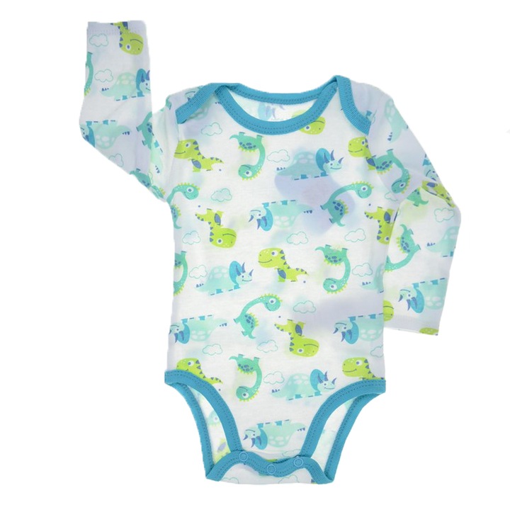 Body cu maneca lunga pentru baieti E Plus M 874432-1-80, Alb 66205