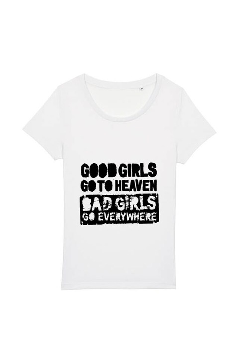 Tricou femei, Casual, Printado, good girls, Bumbac, Regular fit, Alb, M INTL