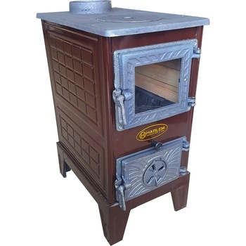 Godin de Gatit Samotat cu Lemne si Combustibil Solid Harlem® Somine , Cu usa transparenta , Evacuare 130 mm, Tabla Emailata, Maron Godin de Gatit Samotat cu Lemne si Combustibil Solid Harlem® Somine , Cu usa transparenta , Evacuare 130 mm, Tabla Emailata, Maron