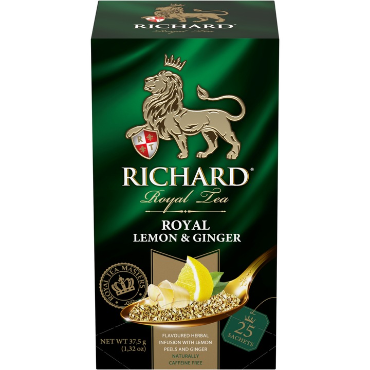 Richard Royal Lemon&Ginger, чай, билкова смес, без кофеин, филтриран, 37.5g