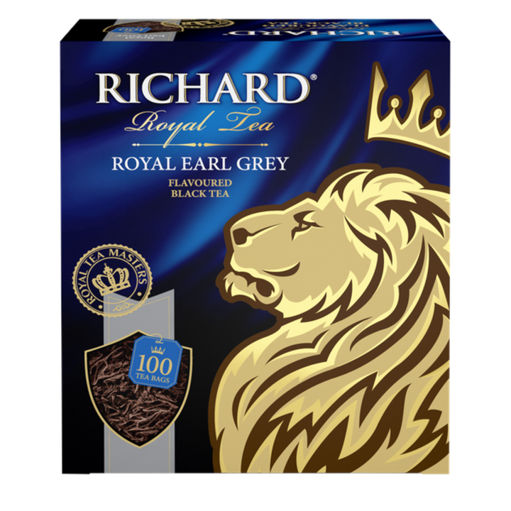 Черен чай Royal Earl Grey с вкус, филтър, 100x2гр
