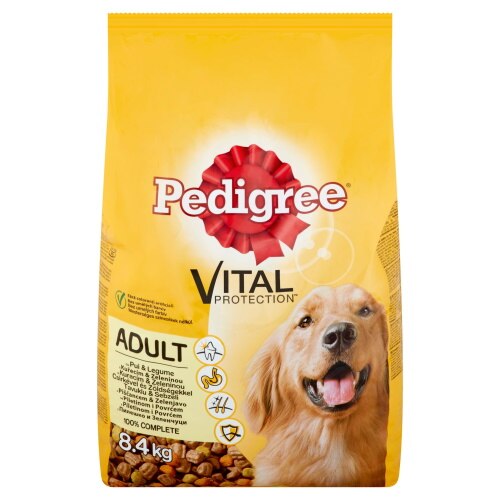 Hrana uscata pentru caini, Pedigree Vital Protection, adult, carne de pasare si legume, 8.4kg