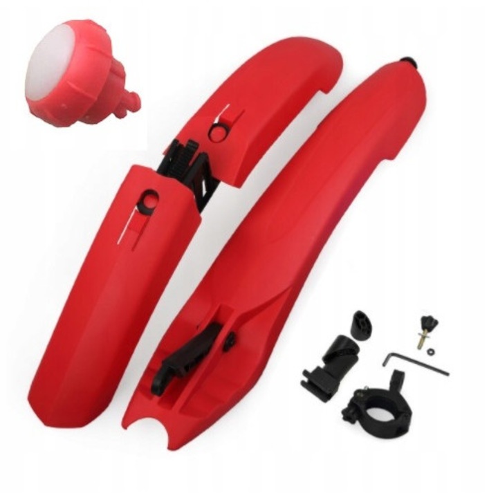 Sárvédő készlet kerékpárhoz, hátul és elöl, LED, piros