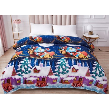 Patura Cocolino Pufoasa, pentru pat Dublu, 200 x 230 cm, Mos Craciun Patura Cocolino Pufoasa, pentru pat Dublu, 200 x 230 cm, Mos Craciun