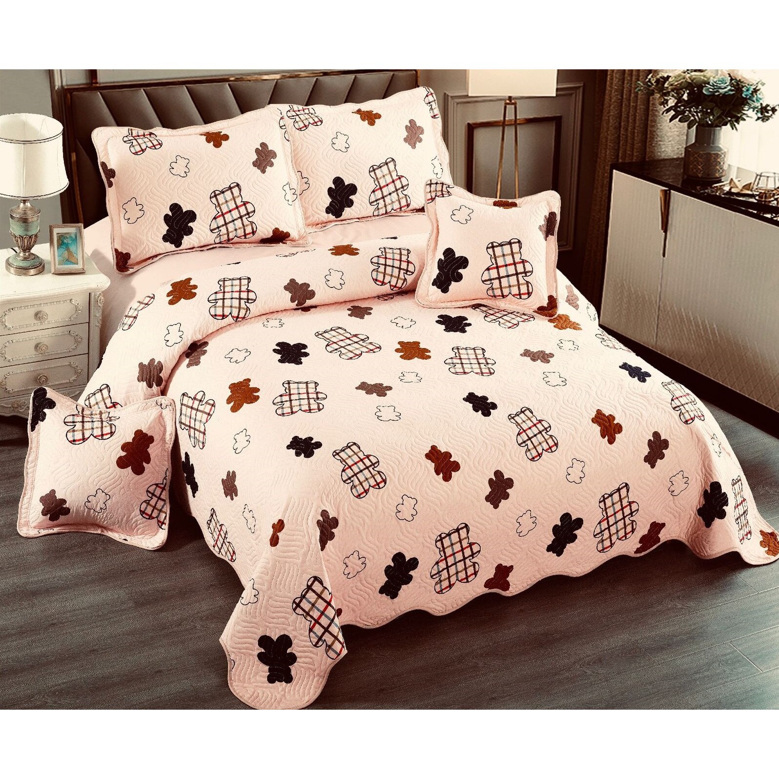 Set Cuvertura de pat dublu, Bumbac Finet, 5 piese, 230 x 250 cm, ursuleti