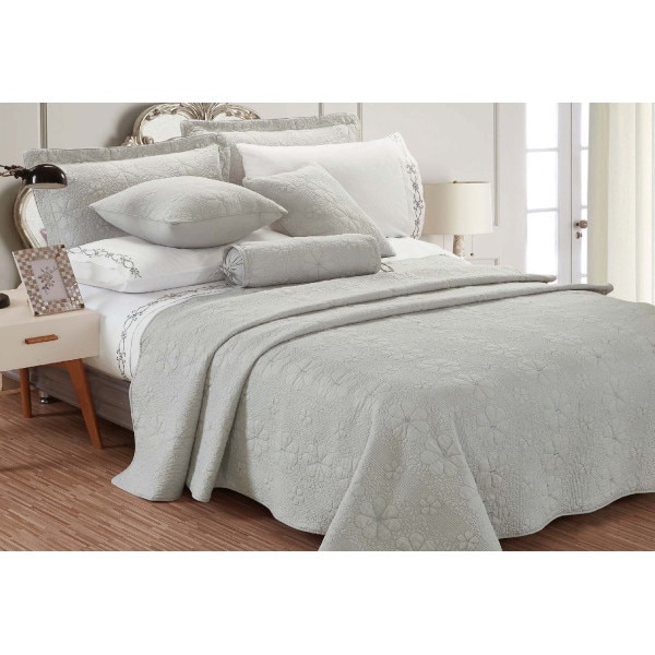 Cuvertura de pat Deco, bumbac, gri, dimensiuni 180 x 240 cm, model floral