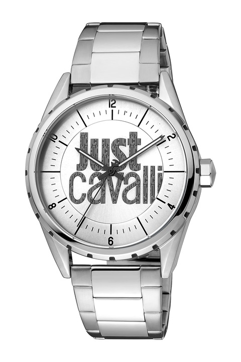 JUST CAVALLI, Иноксов часовник с лого на циферблата, Сребрист