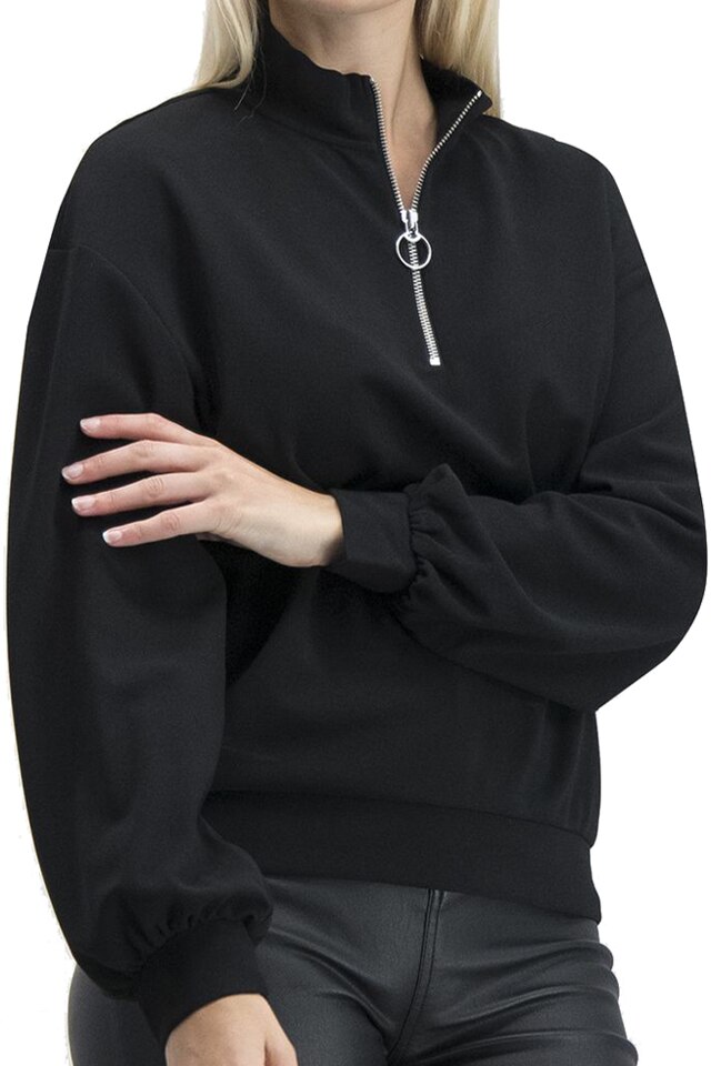 Bluza cu fermoar partial dama 'OnlDida' Only, Negru