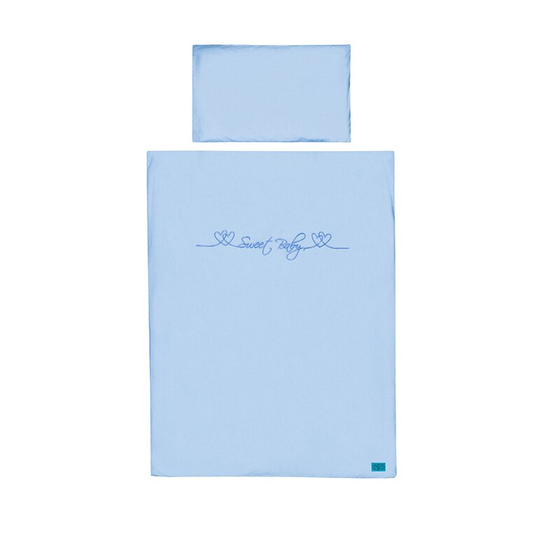 Set lenjerie de pat 2 piese pentru baieti Belisima Serduszko P01-424, Albastru