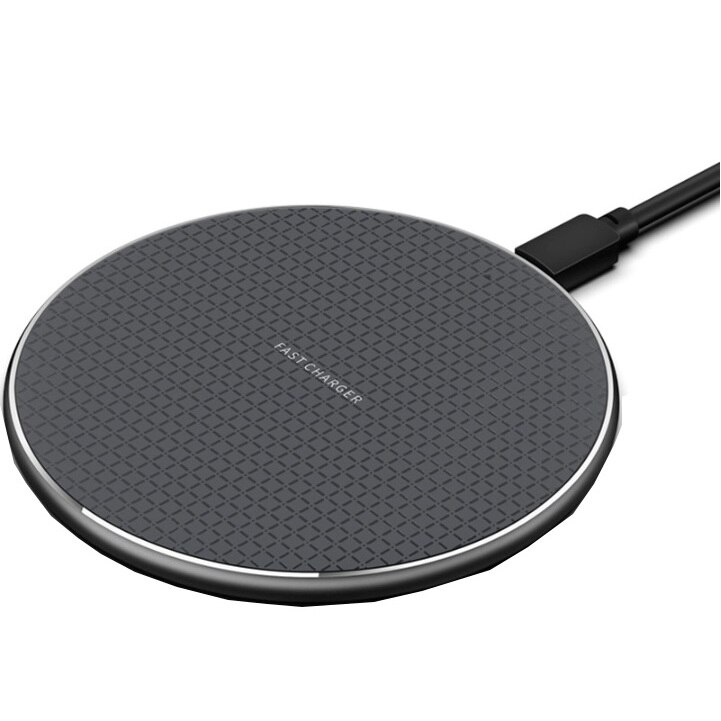 Incarcator wireless, fast charge 15W, cablu micro USB inclus, compatibil cu Samsung, Huawei, iPhone, Negru