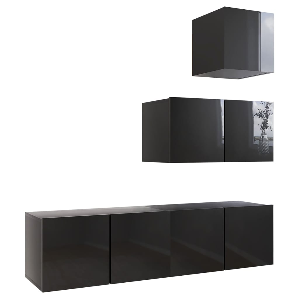 Set dulap TV vidaXL, PAL, 60 x 30 x 30 cm, Negru 34.64 kg