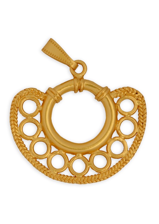 Pandantiv semiluna 9 cercuri, cultura Sinu, 36.5 mm, placat cu aur de 24 K