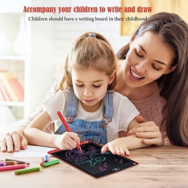 Tableta digitala color 12 inch, pentru scris si desenat cu ecran LCD, 29 cm, rosu,3ani+
