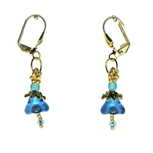 Cercei handmade din cristale albastre de Bohemia