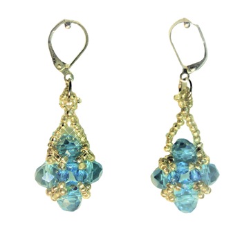 Cercei handmade bicolori bleu/aurii Cercei handmade bicolori bleu/aurii