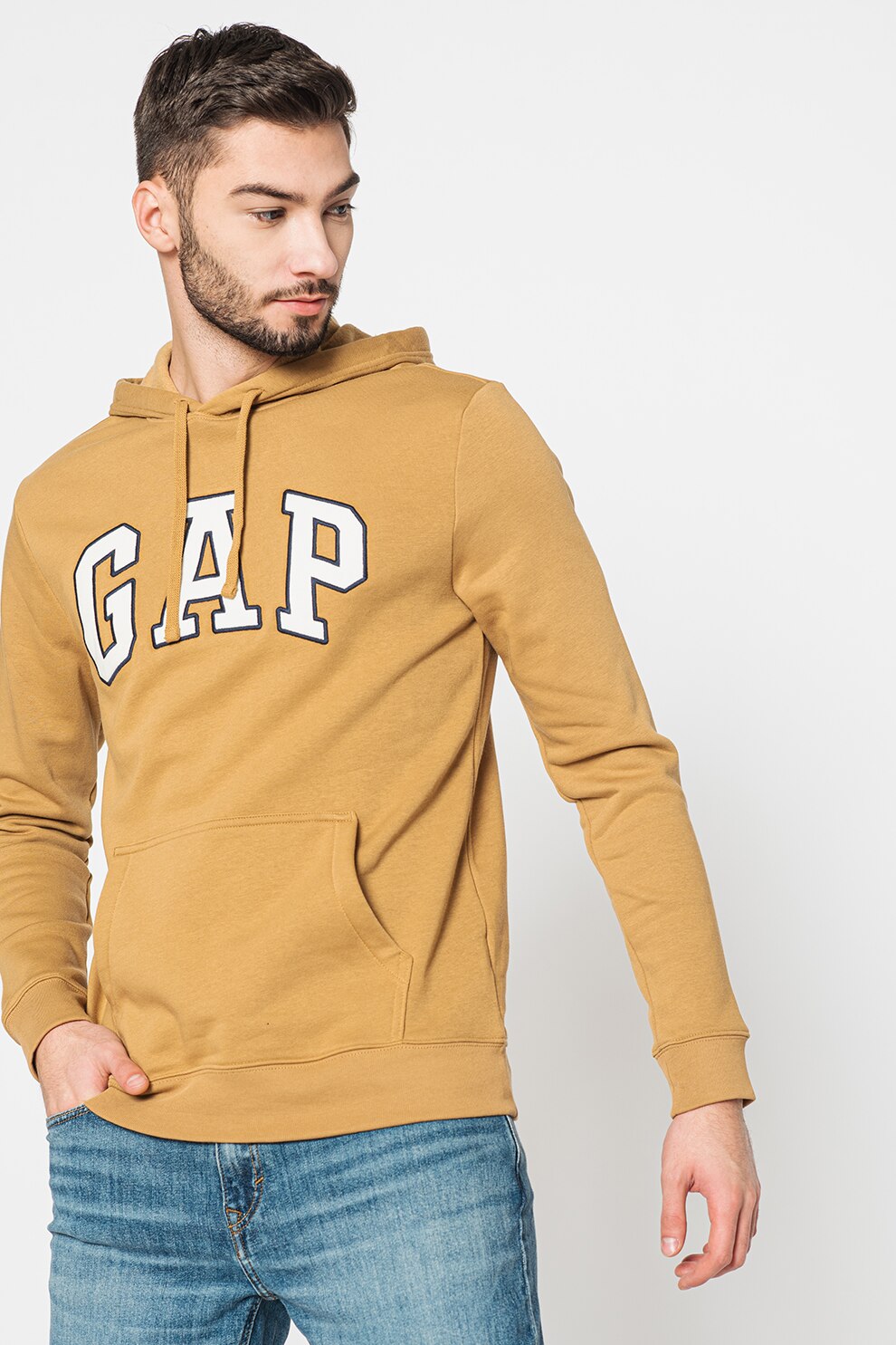 GAP, Hanorac cu buzunar kangaroo si logo, Verde sparanghel