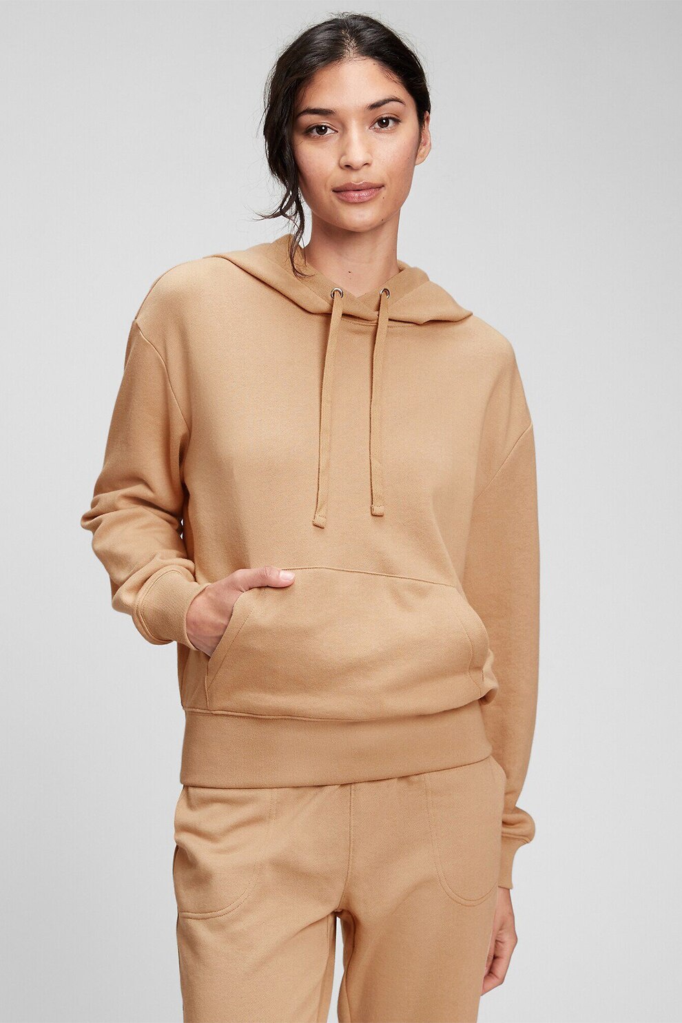 GAP, Hanorac cu buzunar kangaroo si maneci cazute, Maro camel