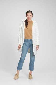 GAP, Geaca lunga cu aspect matlasat, Alb GAP, Geaca lunga cu aspect matlasat, Alb