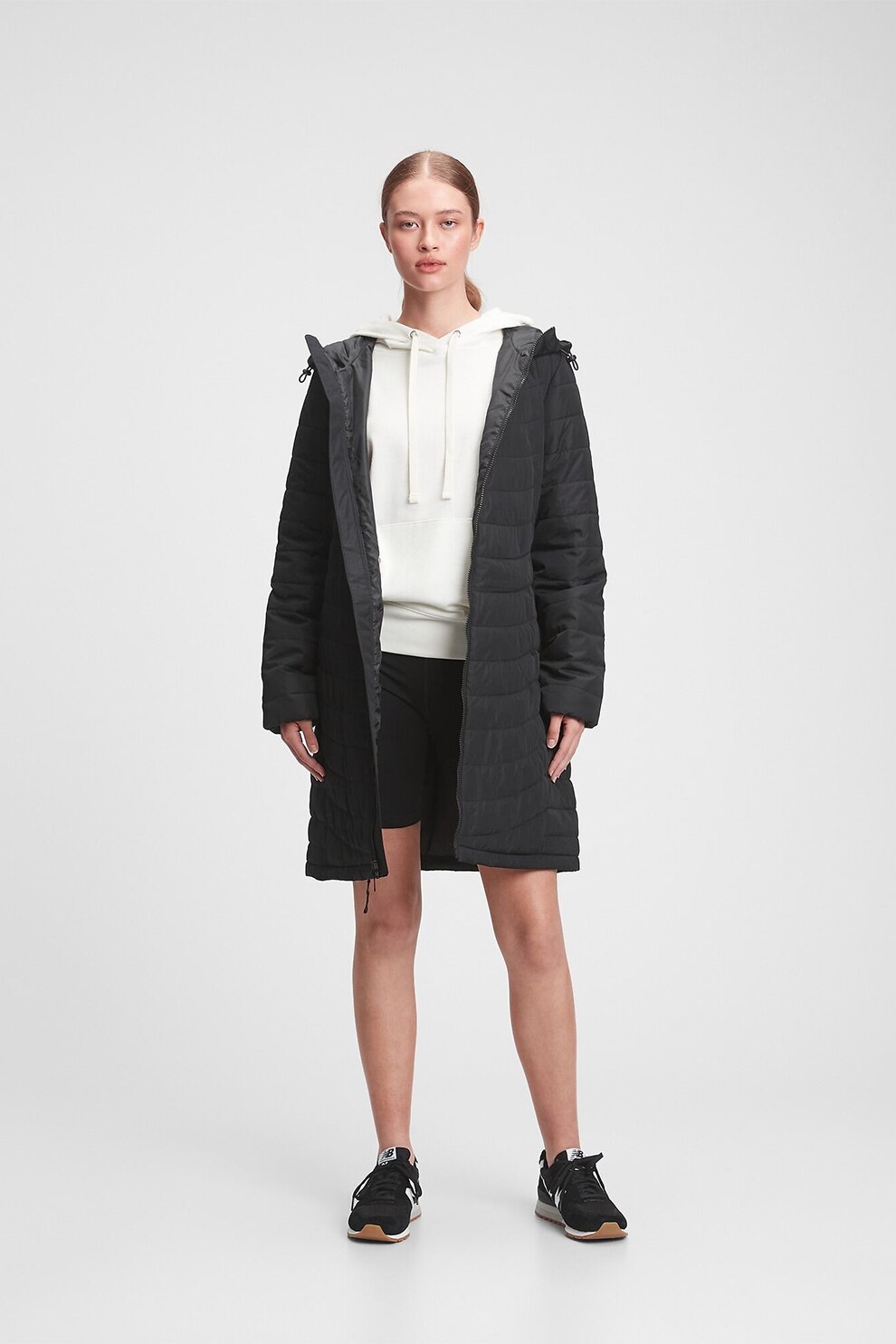 GAP, Geaca lunga cu aspect matlasat, Negru stins