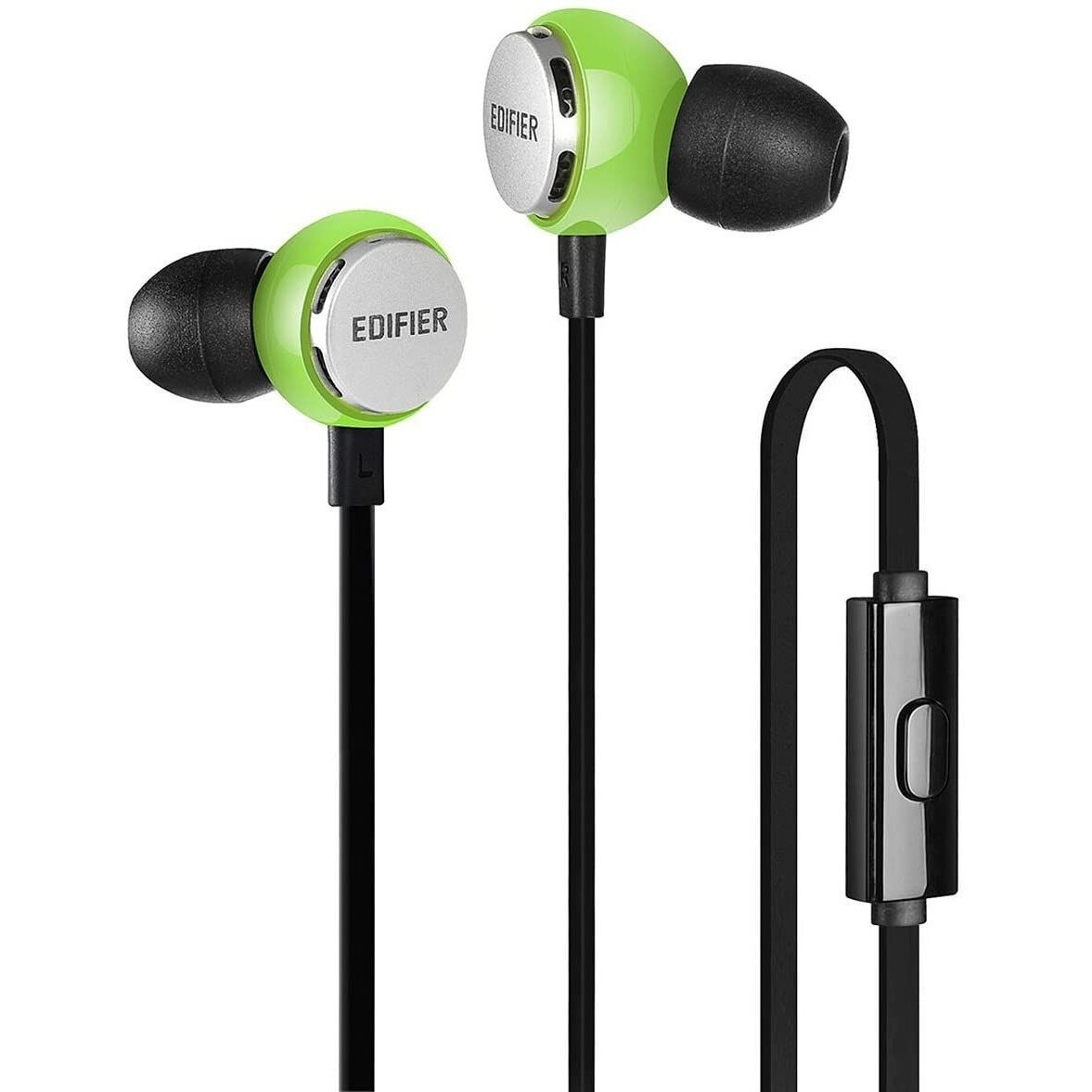 Casti cu fir In Ear Edifier P293, Jack 3.5mm, Microfon, Verde/Negru