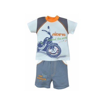 Compleu 2 piese de vara pentru baieti Koala Motorek 03-624, Albastru 62 CM Compleu 2 piese de vara pentru baieti Koala Motorek 03-624, Albastru 62 CM