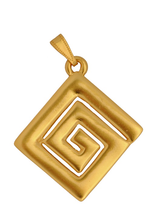 Pandantiv spirala vietii stilizata, cultura Calima, 52 mm, placat cu aur de 24 K