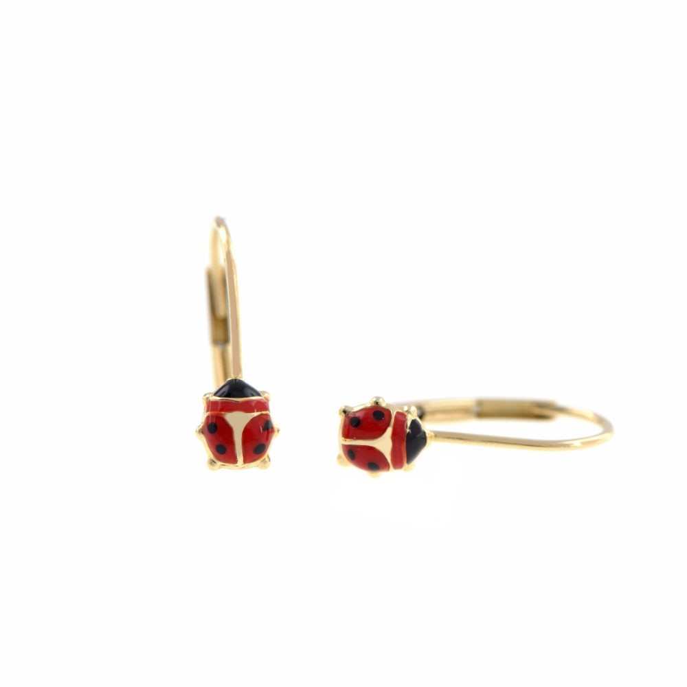 Cercei buburuza din aur galben