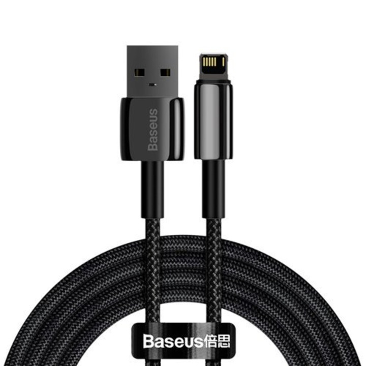 Baseus Tungsten USB / Lightning kábel, 2,4A, 2m - CALWJ-A01, Fekete