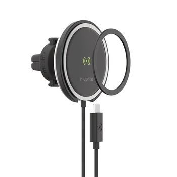 Suport auto de ventilatie cu incarcare wireless 15W Mophie Snap compatibil MagSafe, negru Suport auto de ventilatie cu incarcare wireless 15W Mophie Snap compatibil MagSafe, negru
