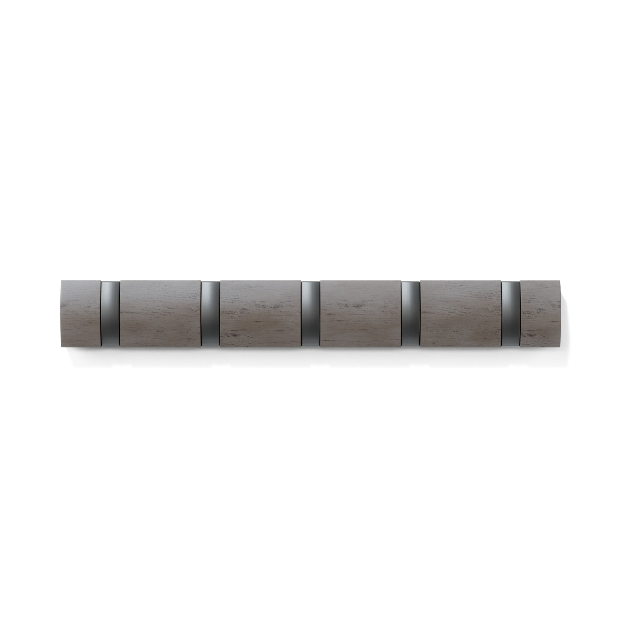Cuier 5 agatatori rabatabile Flip 5 Umbra, gri, negru, lemn, metal, L 50, h 7 cm