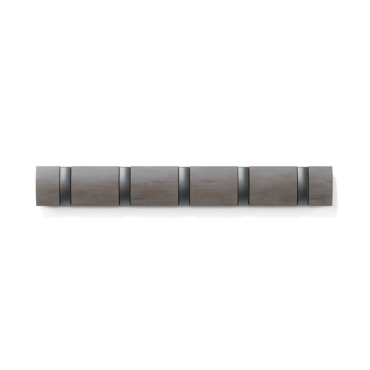 Закачалка 5 сгъваеми закачалки Flip 5 Shadow, сиво, черно, дърво, метал, L 50, h 7 cm
