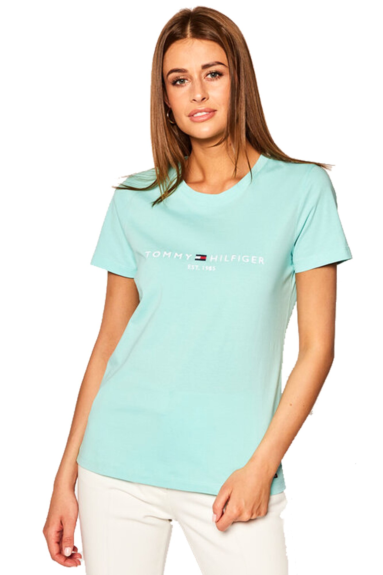 Tricou dama din bumbac organic, Tommy Hilfiger, Verde