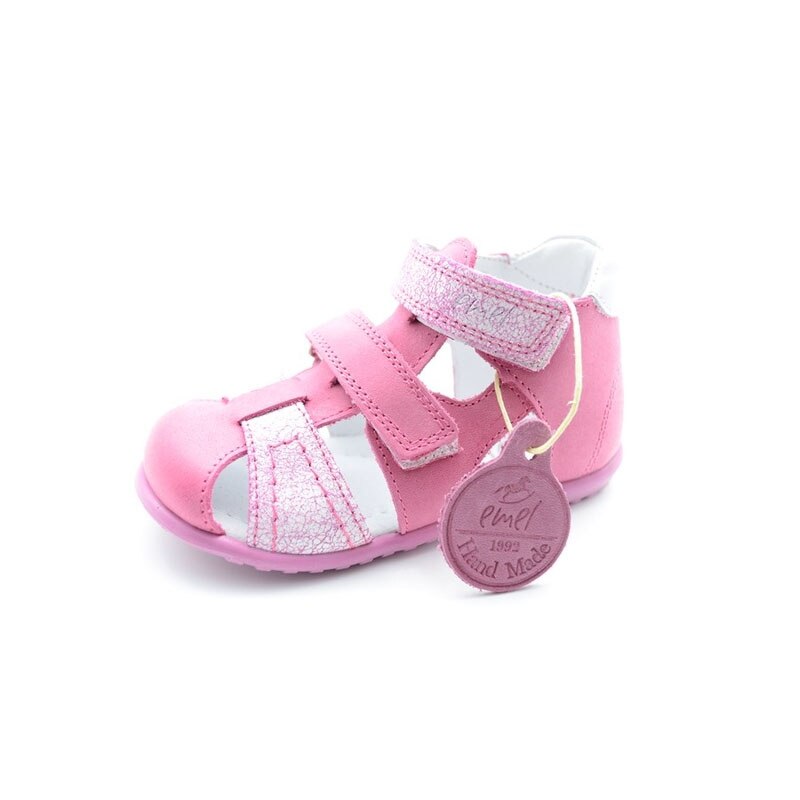 Sandale ortopedice din piele pentru fete EMEL E2437-1-23, Roz 5492