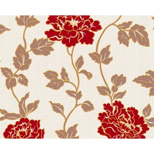 Tapet hartie, Deco 366953, model floral, stil modern, 10 x 0.53 m, crem, maro si rosu