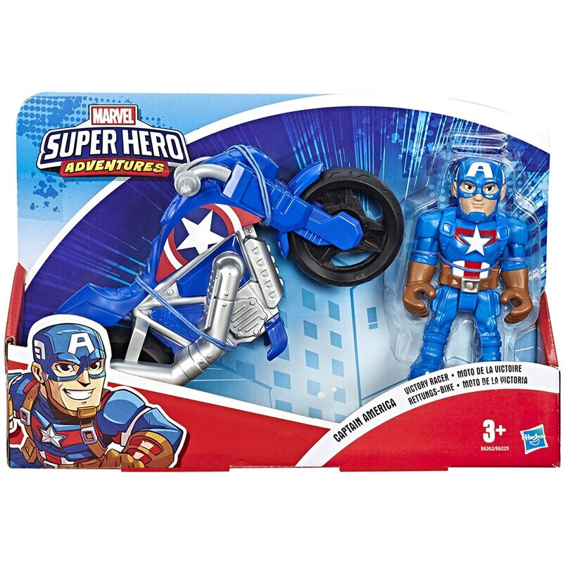 Set Figurina Si Motocicleta Marvel Super Hero Adventures Captain America
