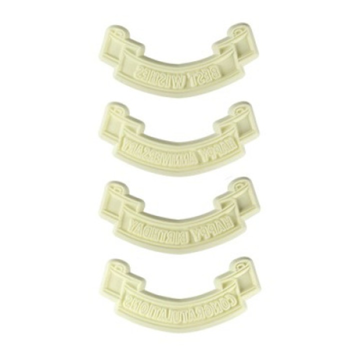 Set 4 decupatoare fondant Bannere de sarbatoare, JEM