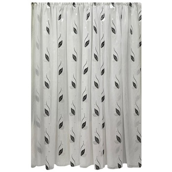 Perdea alba brodata cu negru, din colectia  Perdea alba brodata cu negru, din colectia