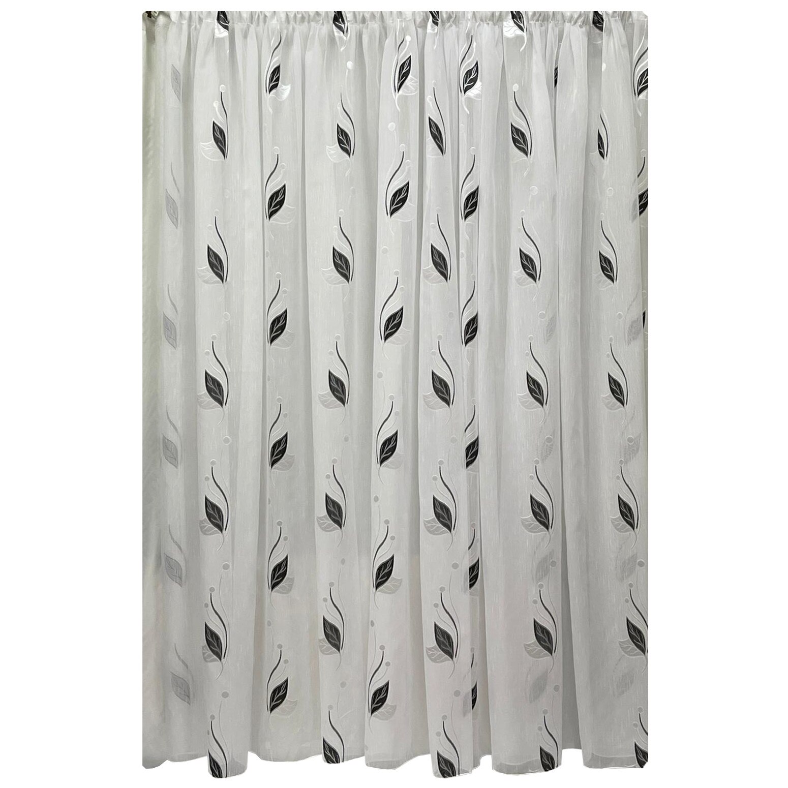 Perdea alba brodata cu negru, din colectia 