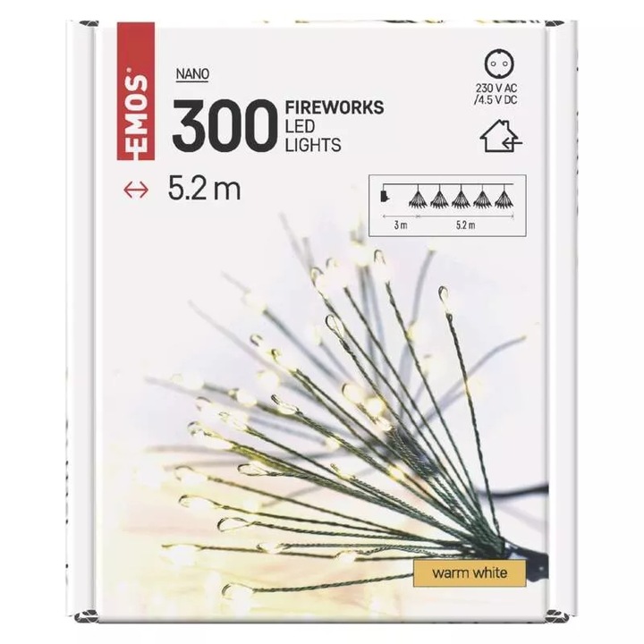 Instalatie Craciun, Emos, LED, 5,2 m, Alb