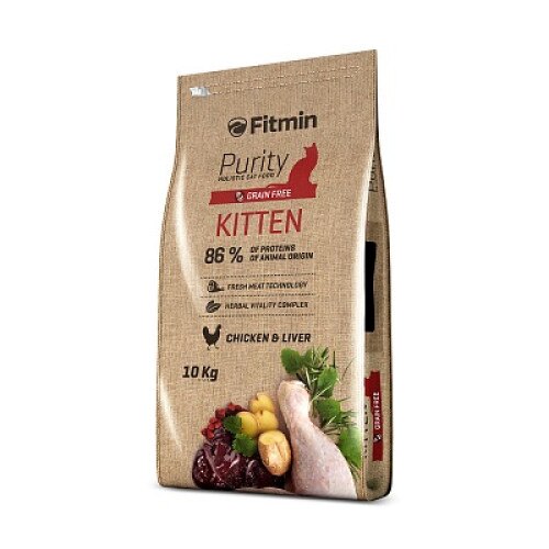 Hrana uscata Purity Kitten pentru pisici, Fitmin, Pui, 10 kg