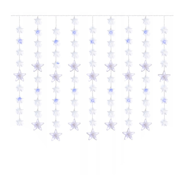 Instalatie luminoasa model stelute cu 180 LED-uri, pentru Craciun, tip Perdea, lungime 2m, alb rece/albastru