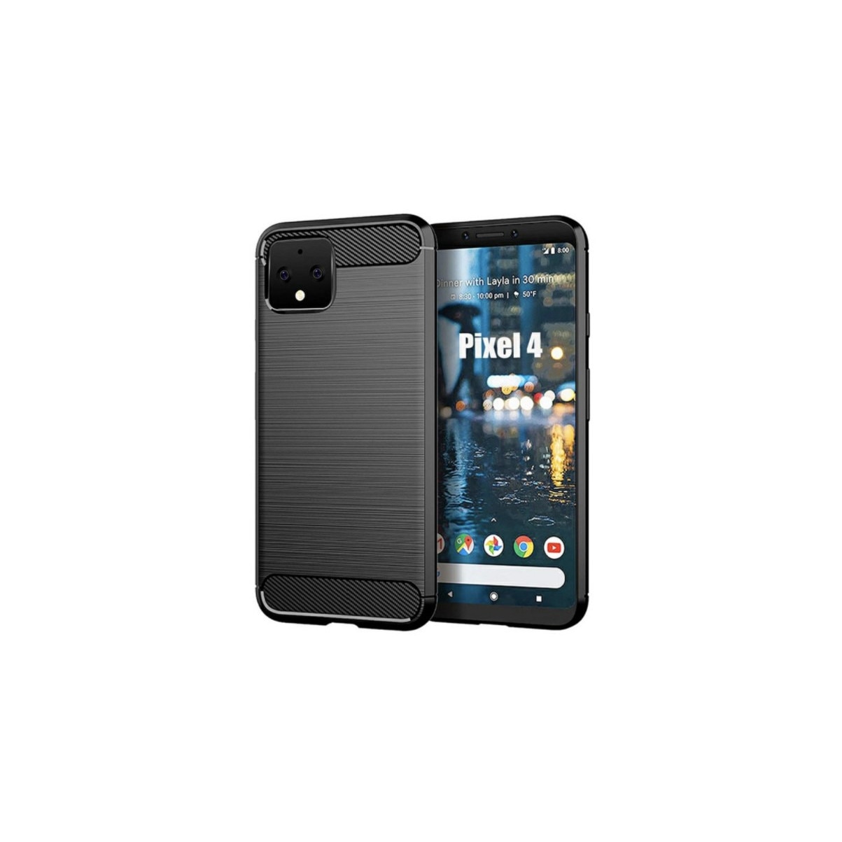 Husa pentru Google Pixel 4, bumper, cu insertii carbon, Negru